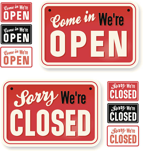 Store Signs: Come in we're Open http://dl.dropbox.com/u/38654718/istockphoto/Media/download.gif closed sign stock illustrations