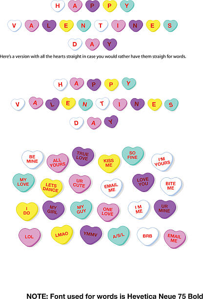 Valentine Candy Hearts (vector) vector art illustration
