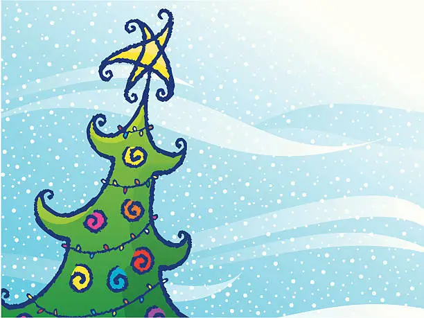 Vector illustration of Christmas Tree Horizontal
