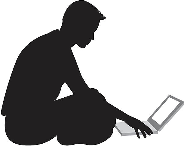 Giovani Uomo d'affari al laptop - illustrazione arte vettoriale