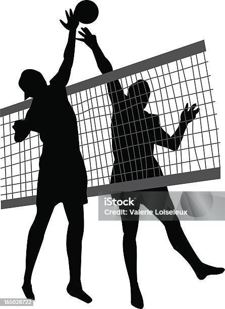 Пляжный Волейбол — стоковая векторная графика и другие изображения на тему Волейбол - Волейбол, Волейбольный мяч, Силуэт