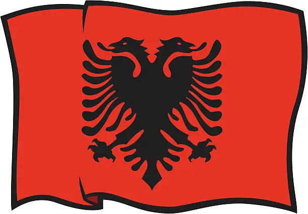 Vector illustration of Flag of Albania