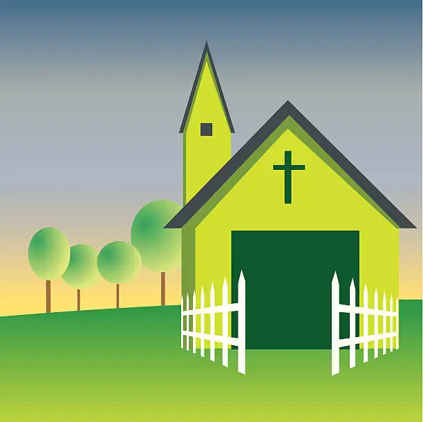 Vector illustration of Green Church