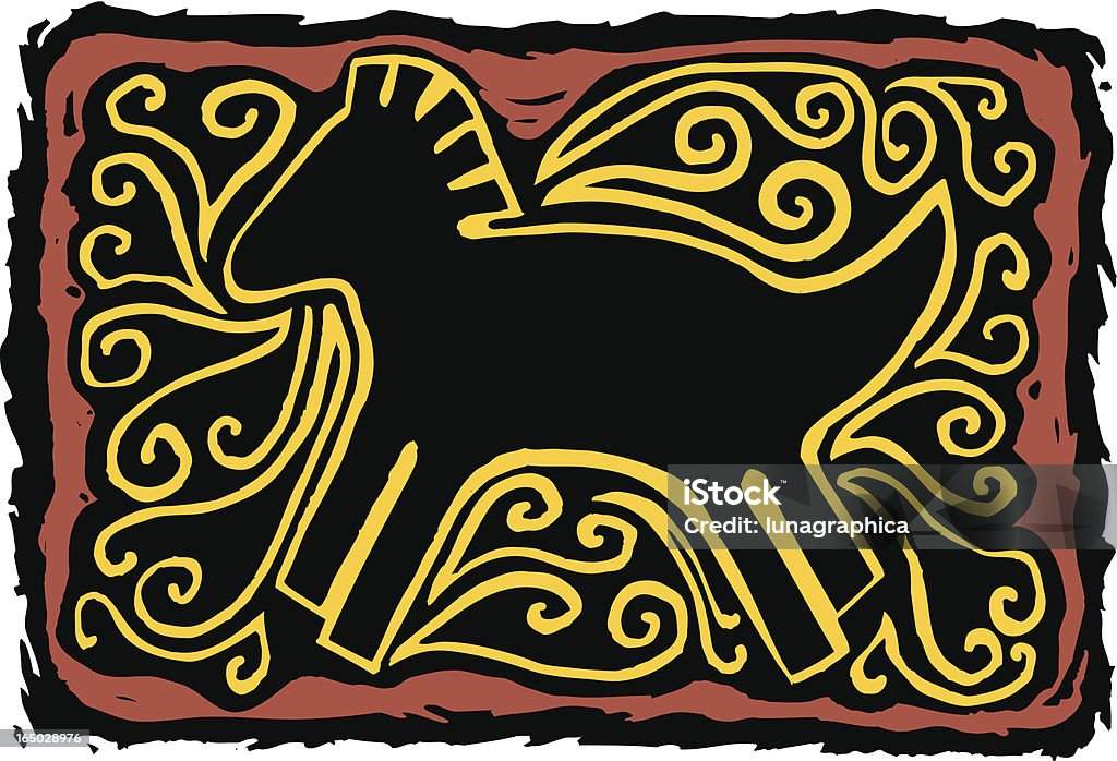 Południowo-zachodnie Koń Petroglyph - Grafika wektorowa royalty-free (Brudny)