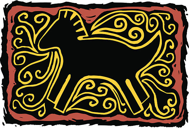 Southwest Horse Petroglyph vector art illustration