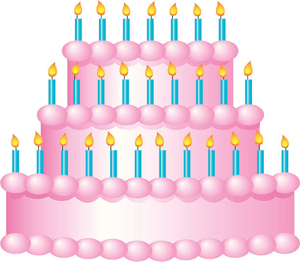 Three tiered birthday cake illustration vector art illustration