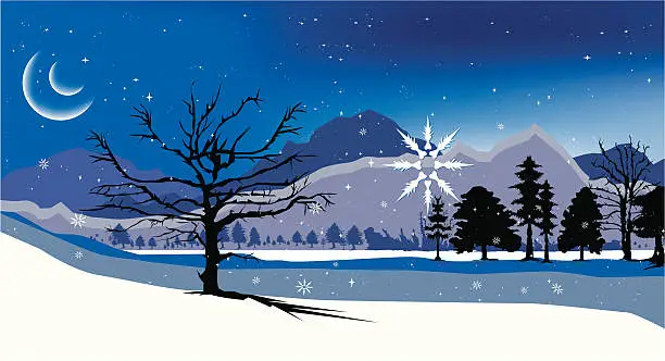 Vector illustration of Lakeside Christmas