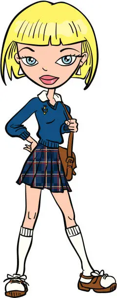 Vector illustration of Schoolgirl 2