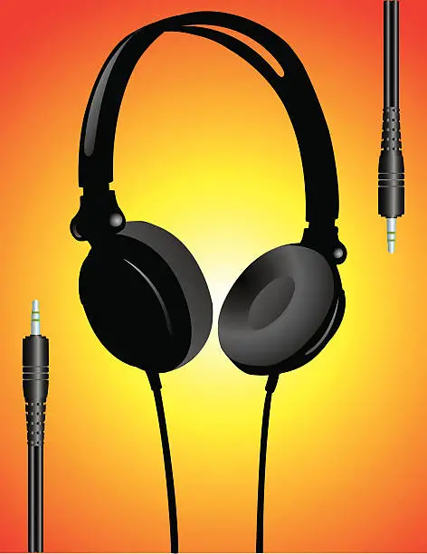Vector illustration of DJ Headphones and Jacks