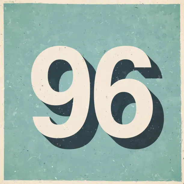 Vector illustration of 96 - Number Ninety-six. Icon in retro vintage style - Old textured paper
