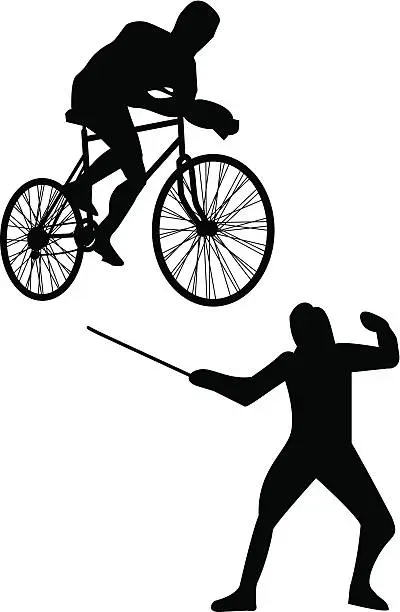 Vector illustration of Cycling and fencing