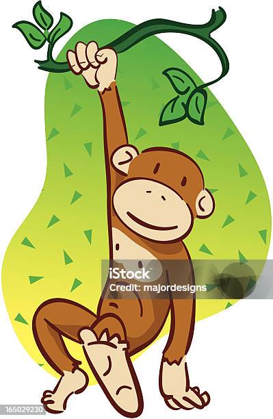 Monkey On A Tree Stock Illustration - Download Image Now - Ape, Monkey, Reaching