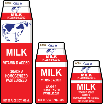 3 sizes of milk cartons in Vector Format