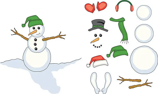 Vector illustration of Build a snowman