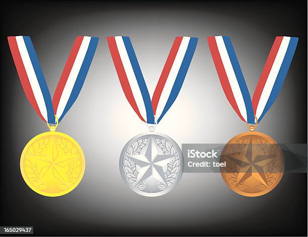 Medalhas - Arte vetorial de stock e mais imagens de Correia - Correia, Crachá - Acessório, Evento multidesportivo internacional