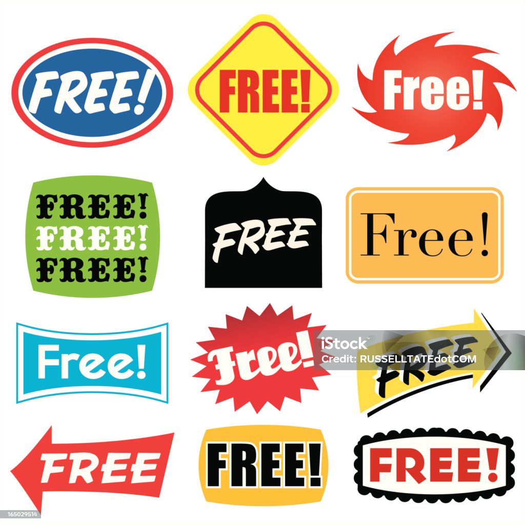 Bright Free Sign Sign Free Stock Illustration - Download Image Now - Badge, Business ...