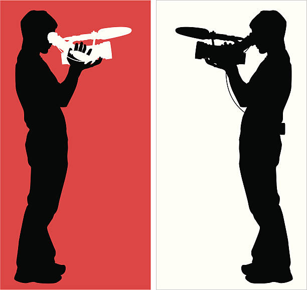 bürger journalist oder film-student (vektor - medium format camera stock-grafiken, -clipart, -cartoons und -symbole