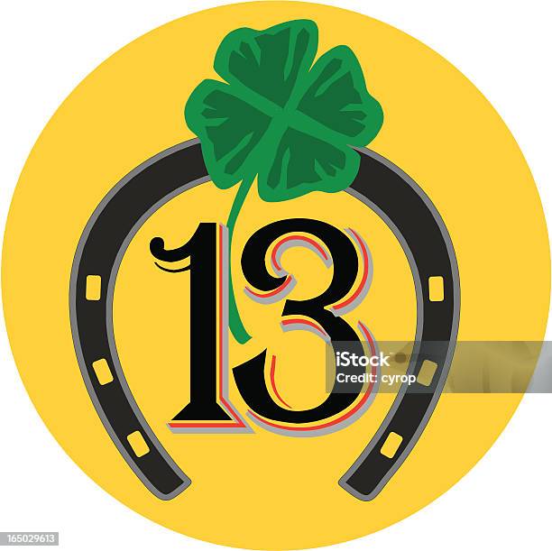 Lucky 13 Vector Items Stock Illustration - Download Image Now - Luck, Number 13, Clover