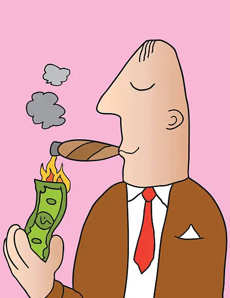 Vector illustration of burning money