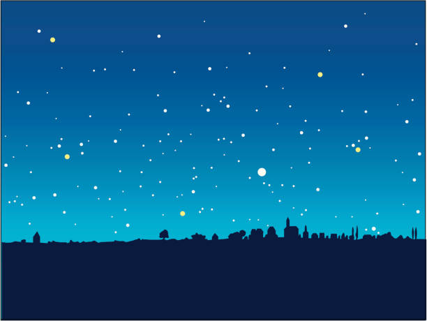 blue starry night Altwrnate vector illustration of a night sky. background place stock illustrations