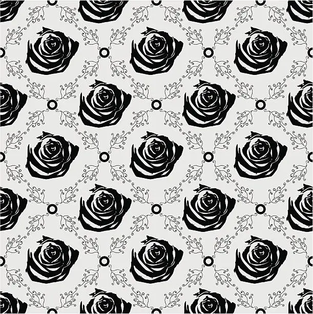 Vector illustration of Seamless Gothic Rose Background ( Vector )