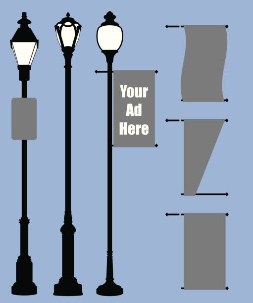 Lamp Posts and Modular Banners (vector) vector art illustration