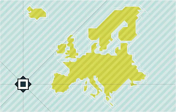 Vector illustration of map of europe 45 degree