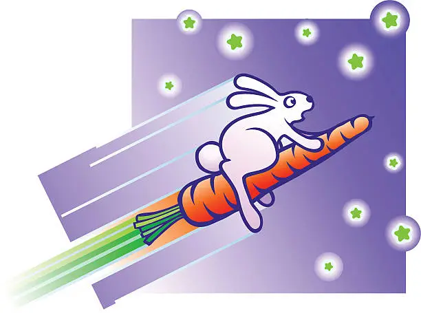 Vector illustration of rabbit on carrot