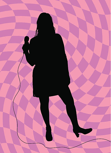 Singer Singer silhouette with 60's background. The background is on separate layer. interview event silhouettes stock illustrations