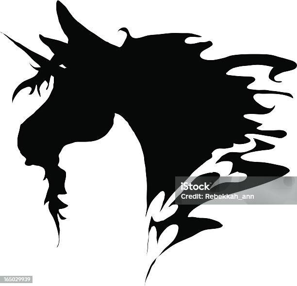 Ilustración de Unicornio Cabeza y más Vectores Libres de Derechos de Caballo - Familia del caballo - Caballo - Familia del caballo, Cabeza humana, Contorno