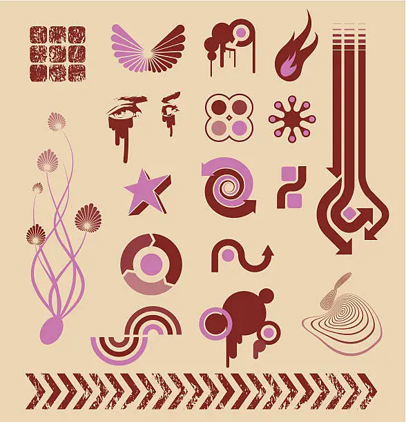 Vector illustration of Design Elements Set, icons, symbols, geometric shapes