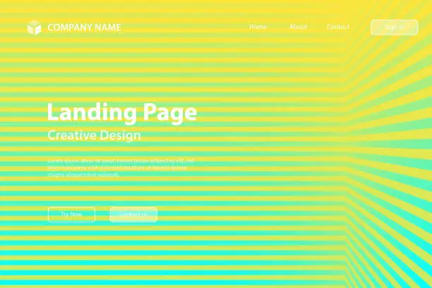 Vector illustration of Landing page Template - Abstract striped background - Trendy Green gradient