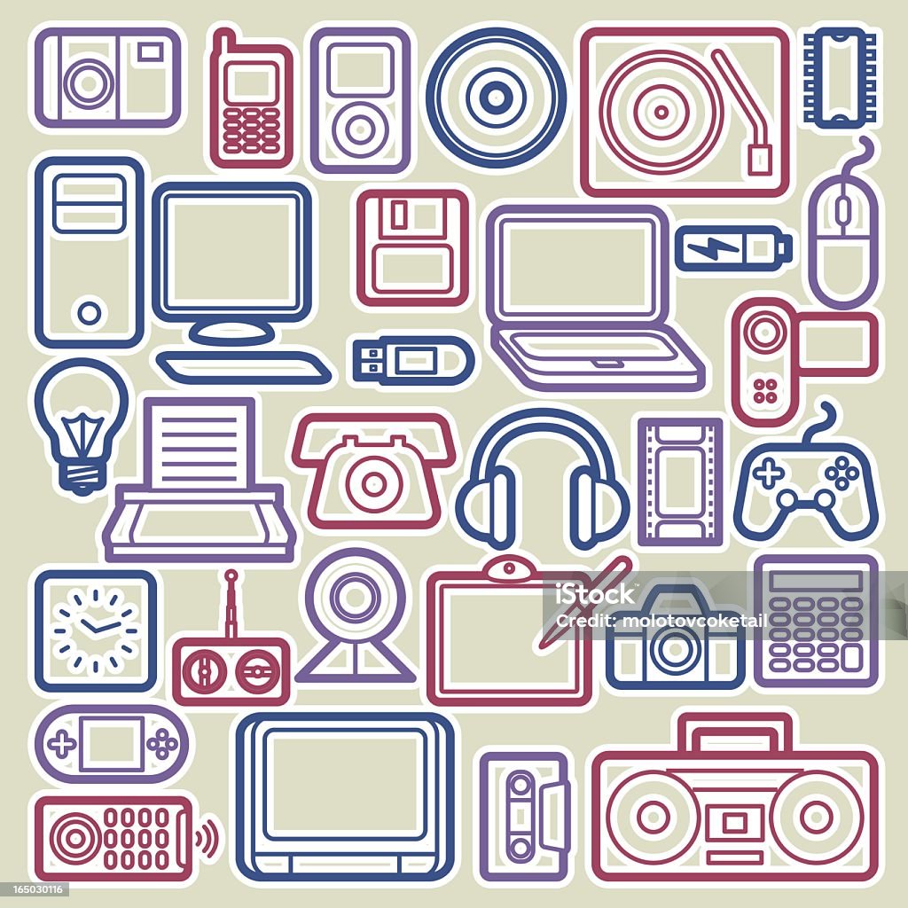 electronica An electronic gadgets icon set. Battery stock vector