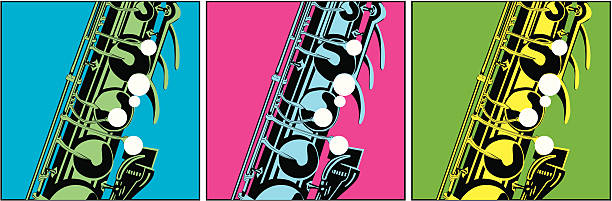 Saxofón Arte Pop - ilustración de arte vectorial