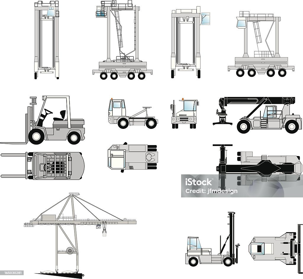 Porto marittimo di attrezzature - arte vettoriale royalty-free di Gru mobile