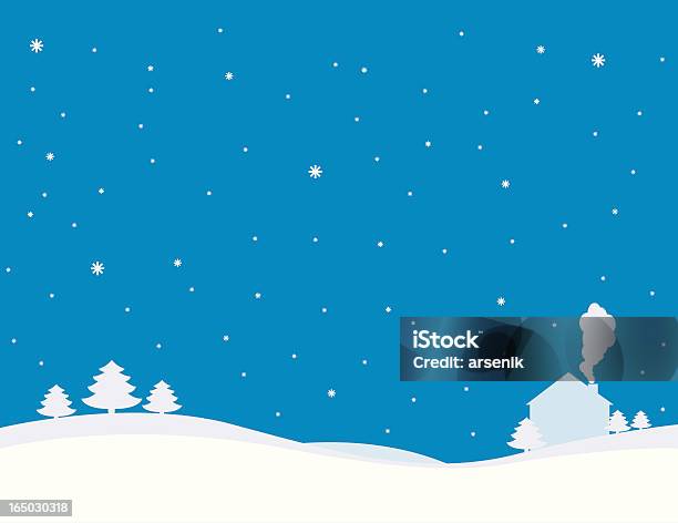 Winter Scene With House Stock Illustration - Download Image Now - Cottage, Farm, Night