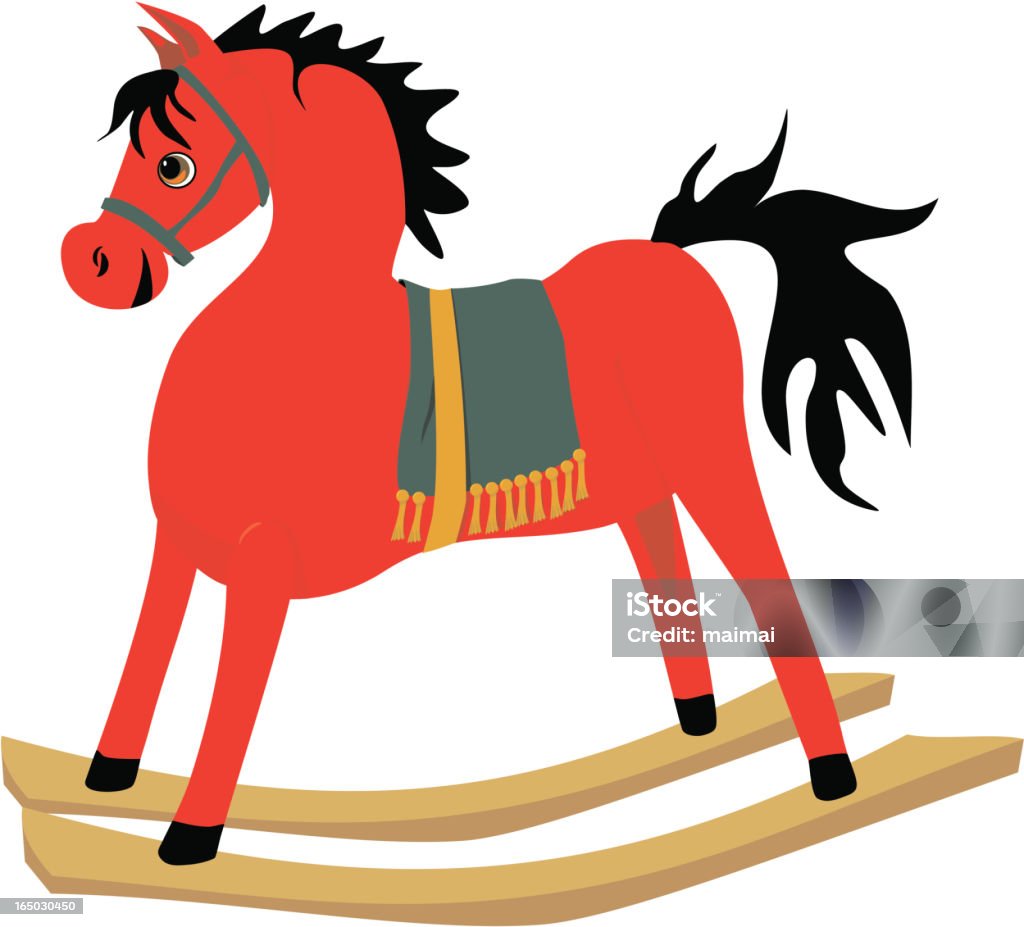 Rocking Horse - Red (vector) Little red rocking horse with green blanket. Celebration Event stock vector