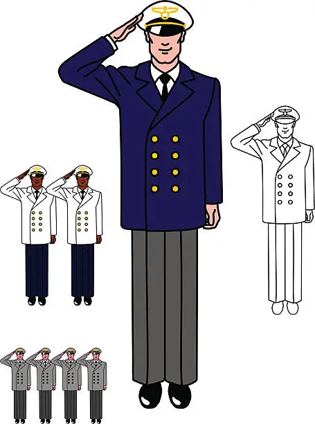 Vector illustration of Aviator in uniform