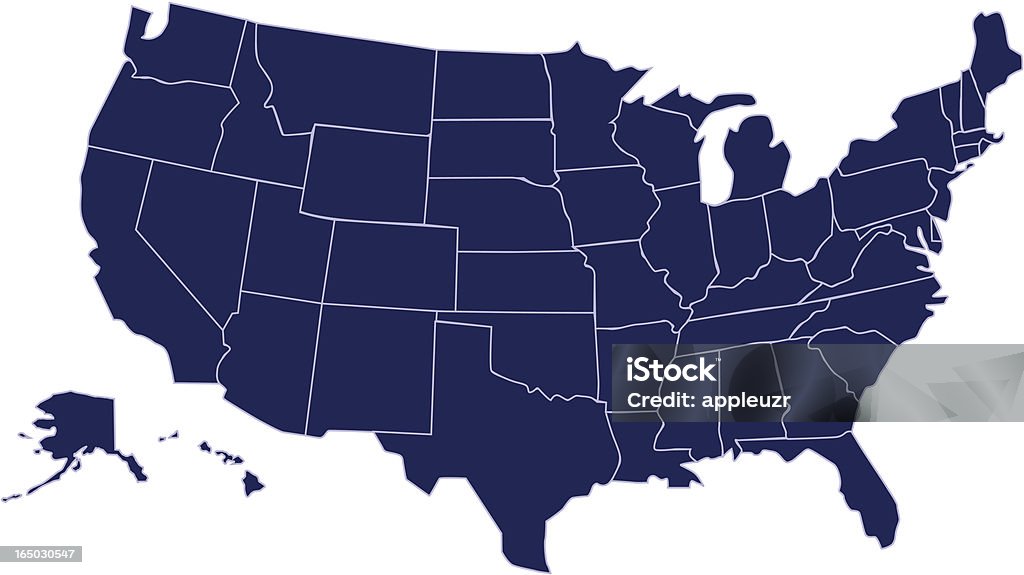 Соединенные Штаты Америки карта - Векторная графика Без людей роялти-фри