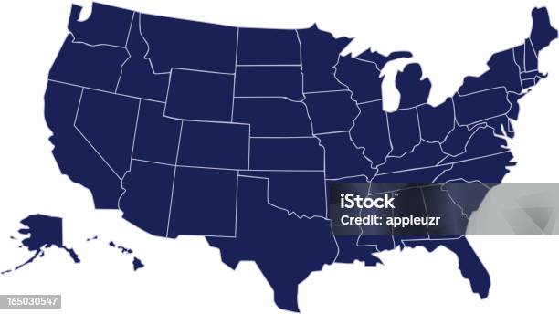 Соединенные Штаты Америки Карта — стоковая векторная графика и другие изображения на тему Без людей - Без людей, Векторная графика, Иллюстрация