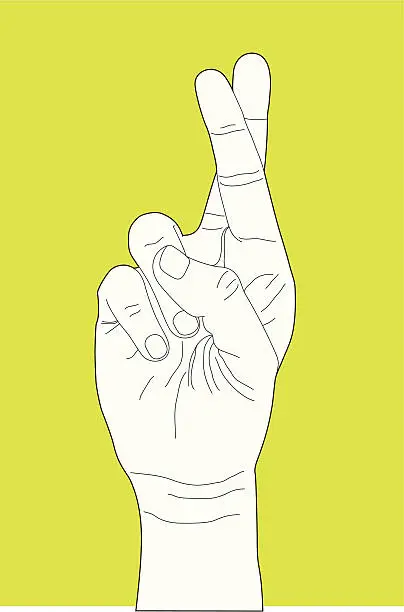 Vector illustration of Fingers Crossed Hand Gesture