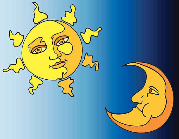 illustrations, cliparts, dessins animés et icônes de soleil et de la lune - copernic