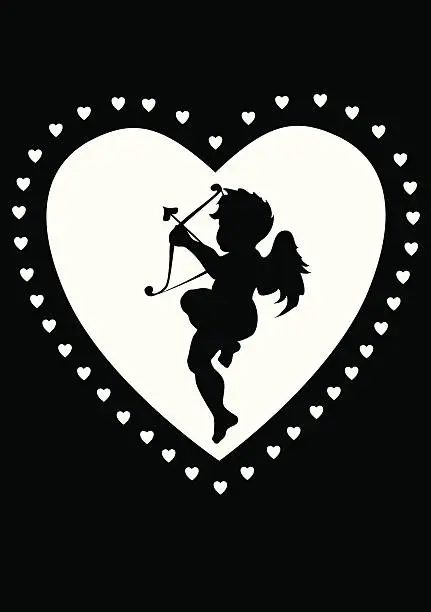 Vector illustration of cupid silhouette