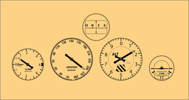 ilustraciones, imágenes clip art, dibujos animados e iconos de stock de de aviones instruments - altitude dial