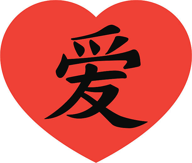 Love in Chinese Heart (vector) vector art illustration