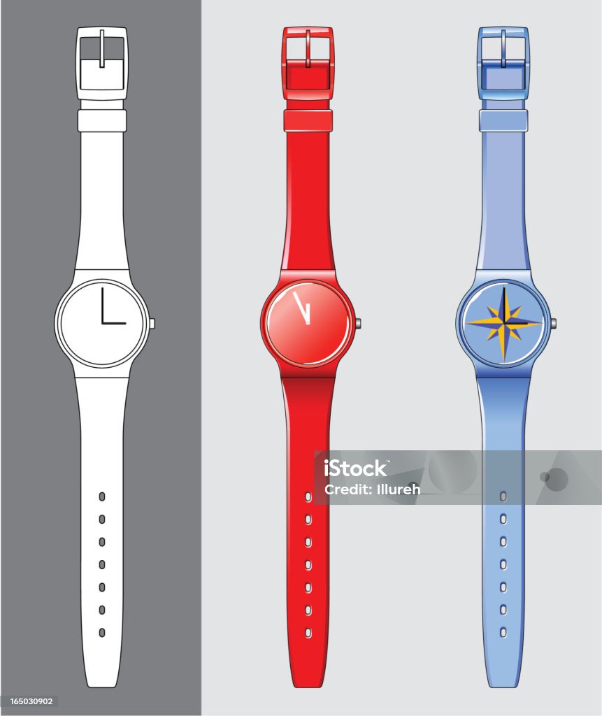 plastic wristwatch Adobe Illustrator Vector Illustration Red stock vector