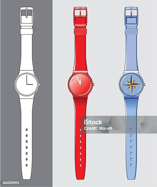 Plastic Wristwatch Stock Illustration - Download Image Now - Red, Wristwatch, Blue