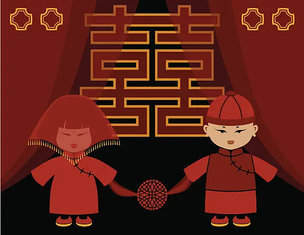 Vector illustration of Chinese Wedding