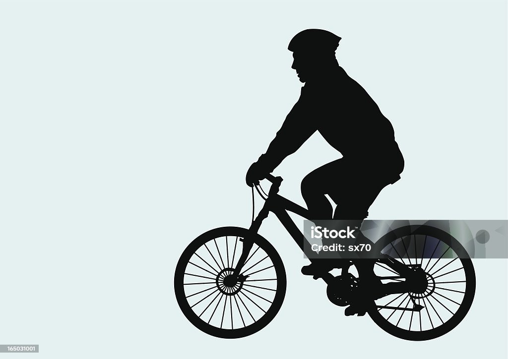 Male Cyclist ( Vector ) Guy getting his morning exercise. Silhouette. Cycling stock vector