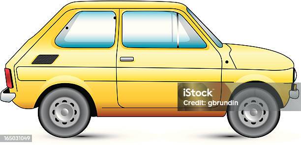 Желтый Малолитражка — стоковая векторная графика и другие изображения на тему Автомобиль - Автомобиль, Бампер, Без людей